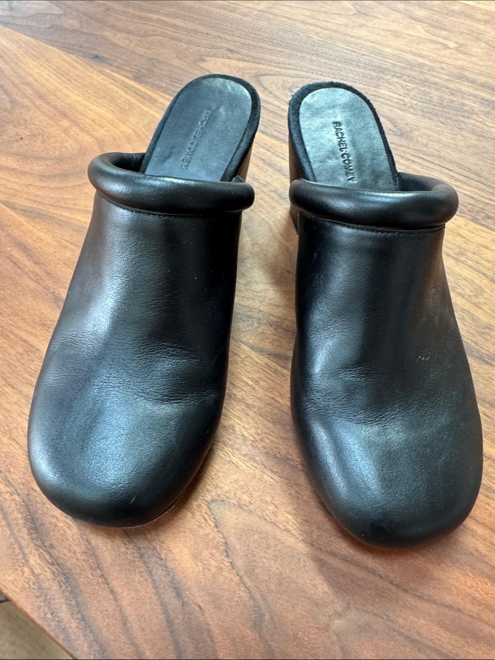 Rachel Comey Black Leather Rolled-Trim Slip-On Mules - Picture 3 of 6